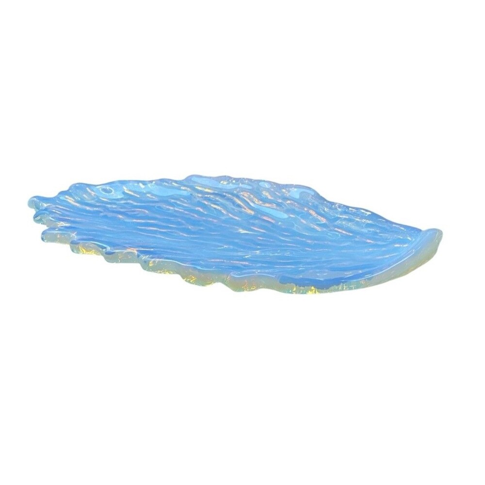 RARE! Stunning Opaline Glass Leaf Centerpiece-  15.5”